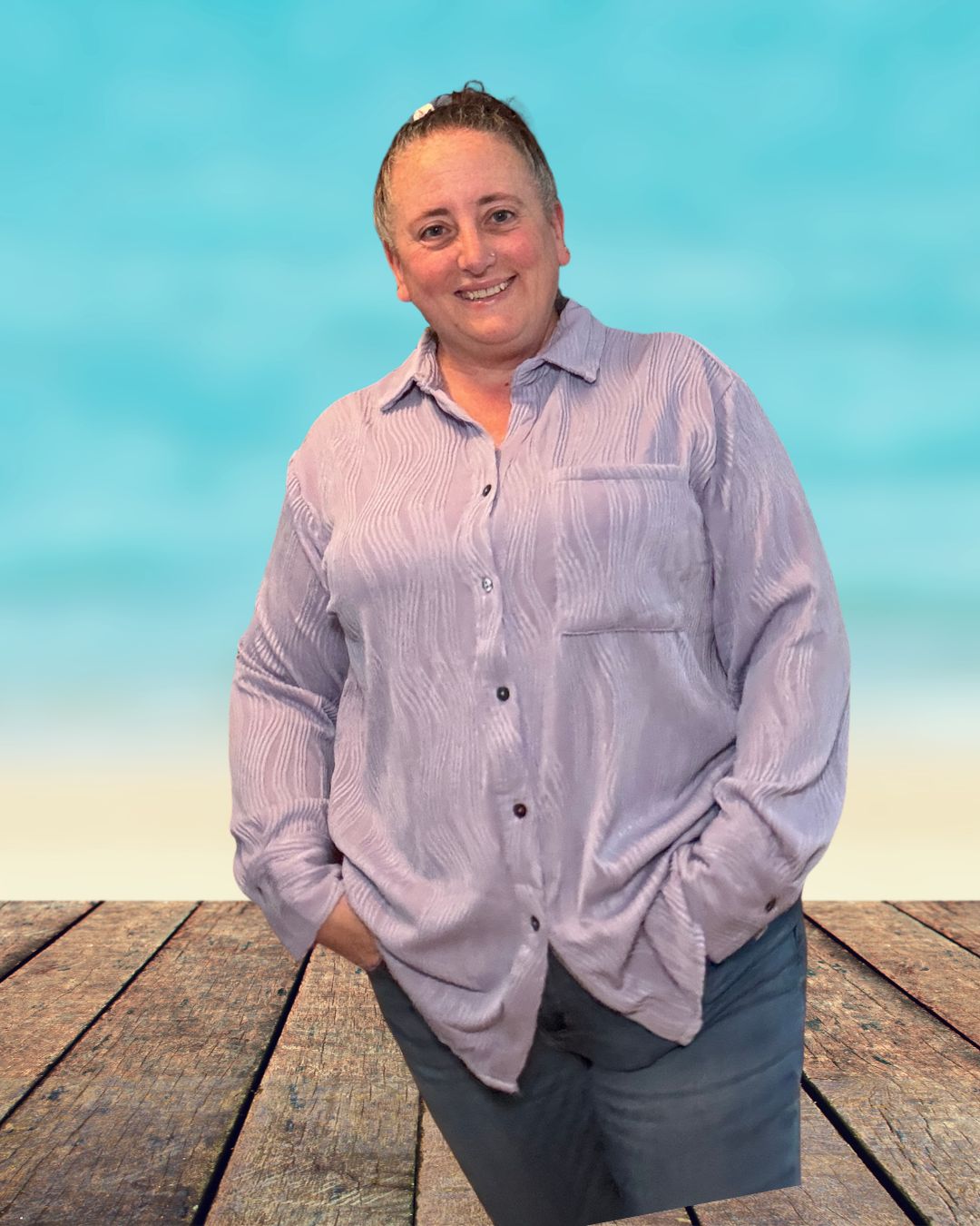 Lavender Harbor Button-Up Top