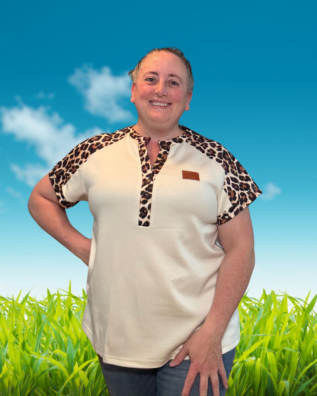 Harbor Trail Leopard Henley Top