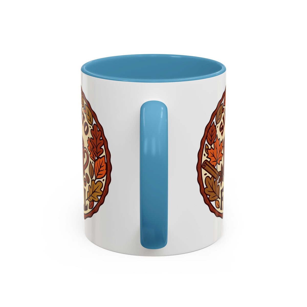 Sip Into Fall Accent Coffee Mug — Autumn Leaves & Hot Cup Design (11/15oz)