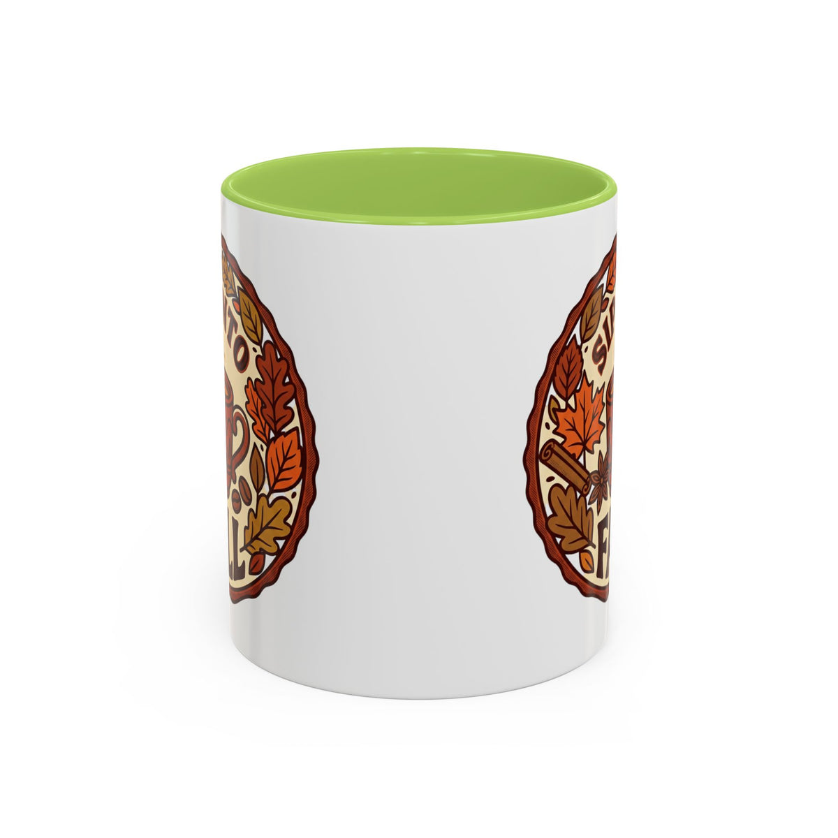 Sip Into Fall Accent Coffee Mug — Autumn Leaves & Hot Cup Design (11/15oz)