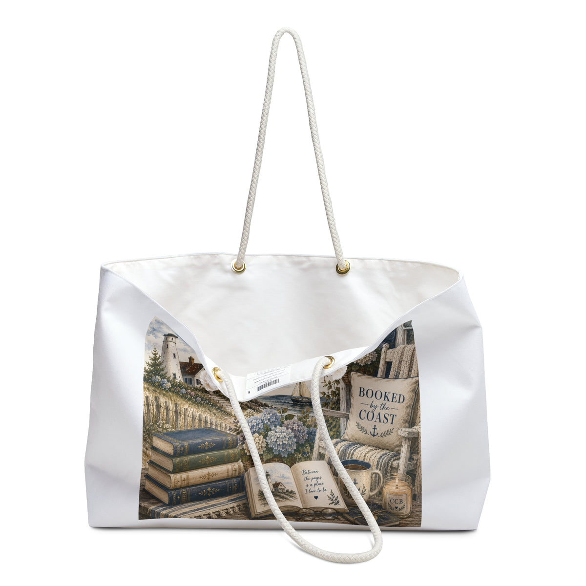 Booked by the Coast Weekender Bag – Nautical Booklover Travel Tote