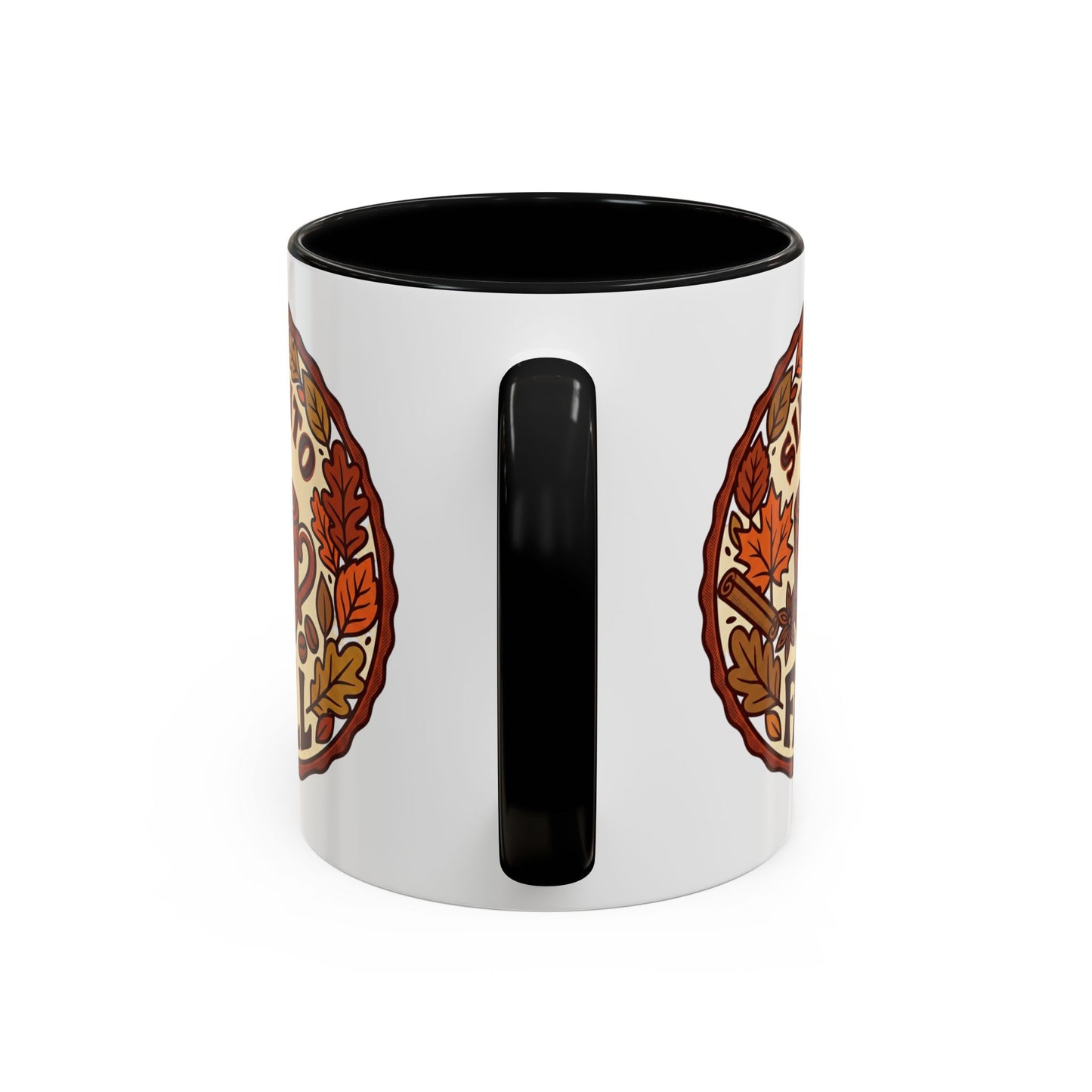 Sip Into Fall Accent Coffee Mug — Autumn Leaves & Hot Cup Design (11/15oz)
