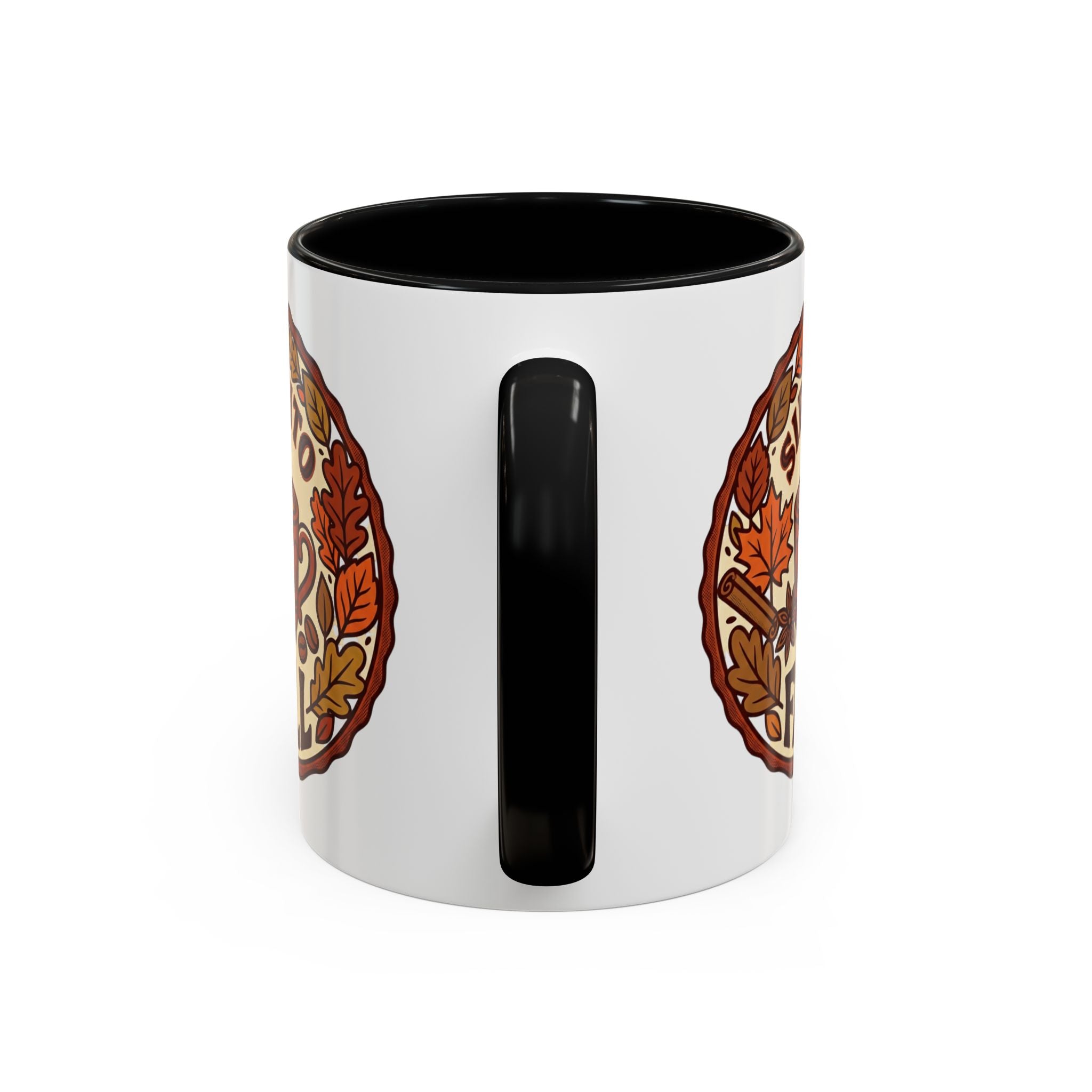 Sip Into Fall Accent Coffee Mug — Autumn Leaves & Hot Cup Design (11/15oz)