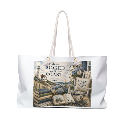 Booked by the Coast Weekender Bag – Nautical Booklover Travel Tote