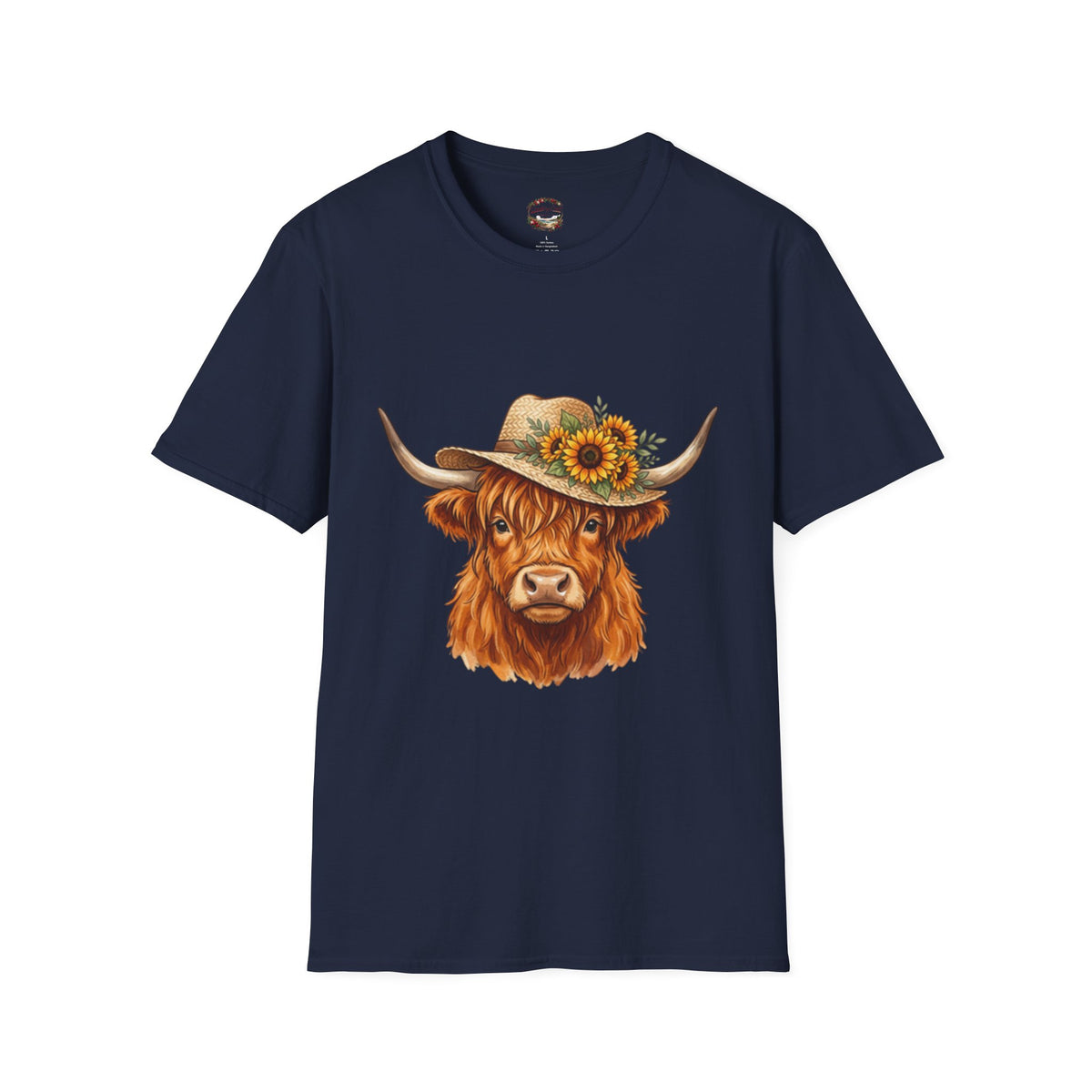 Highland Cow T-Shirt — Sunflower Straw Hat Cow Graphic Tee