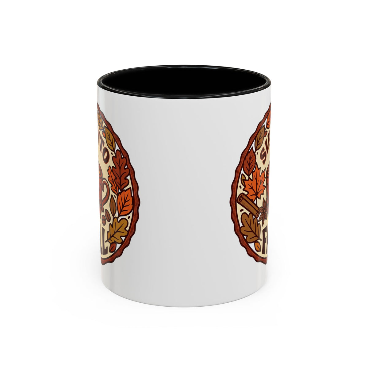 Sip Into Fall Accent Coffee Mug — Autumn Leaves & Hot Cup Design (11/15oz)