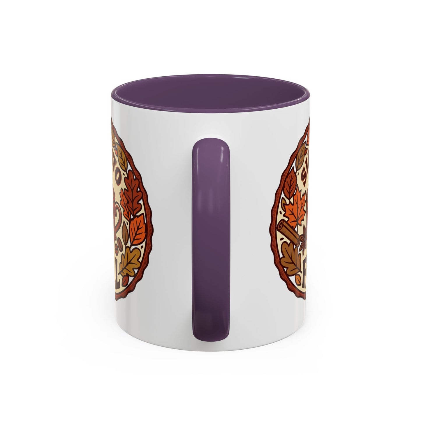 Sip Into Fall Accent Coffee Mug — Autumn Leaves & Hot Cup Design (11/15oz)