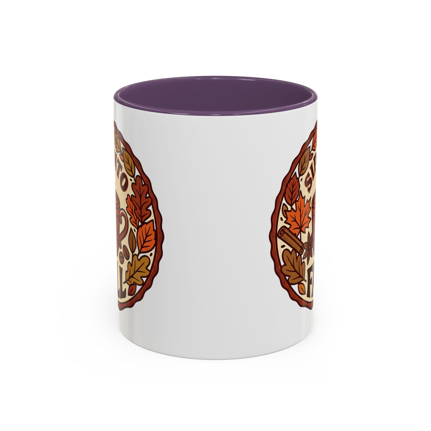 Sip Into Fall Accent Coffee Mug — Autumn Leaves & Hot Cup Design (11/15oz)