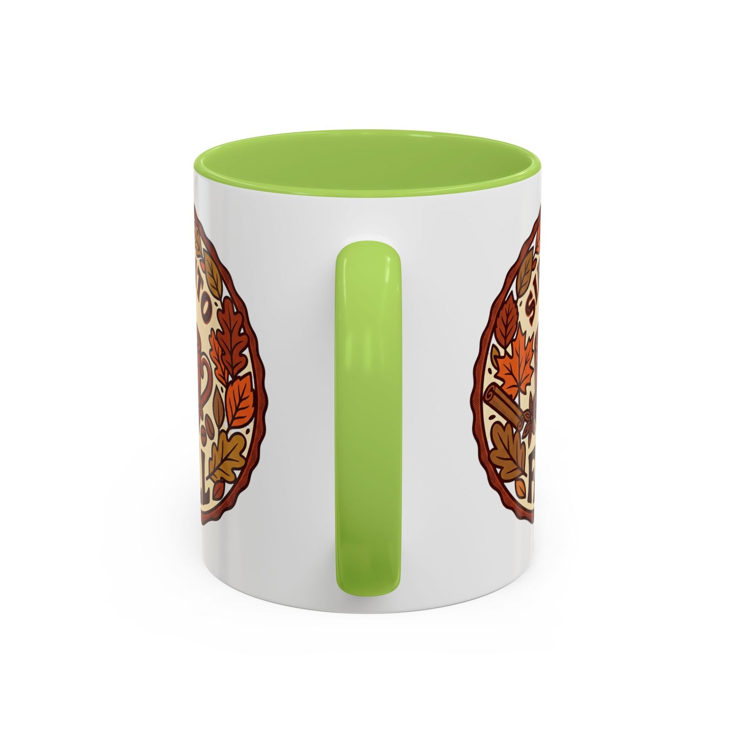 Sip Into Fall Accent Coffee Mug — Autumn Leaves & Hot Cup Design (11/15oz)