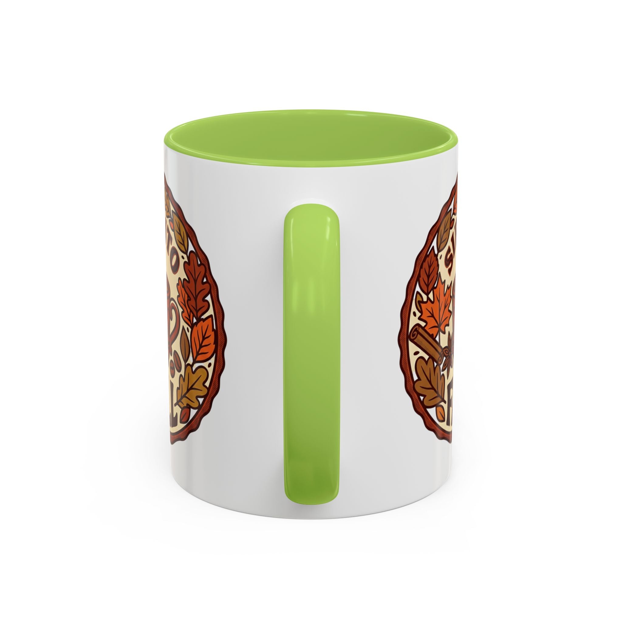 Sip Into Fall Accent Coffee Mug — Autumn Leaves & Hot Cup Design (11/15oz)