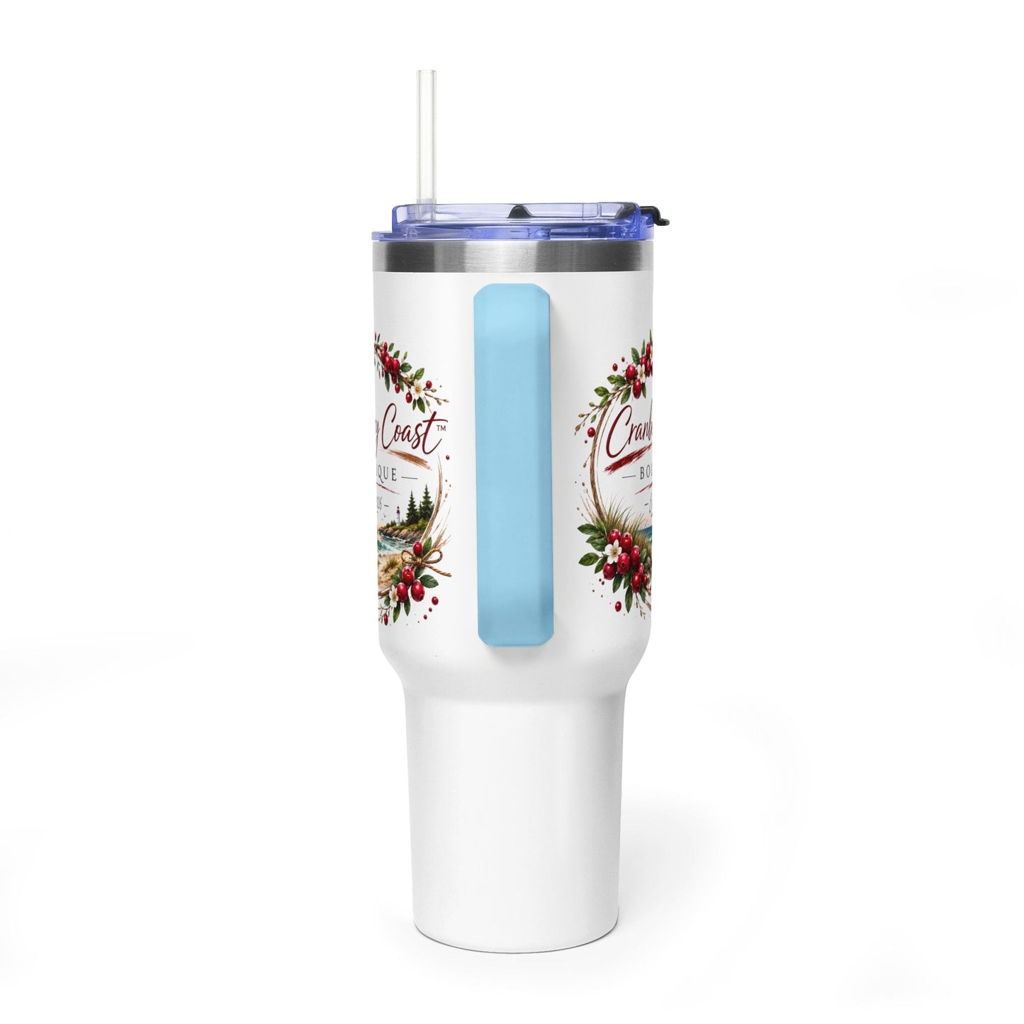 Cranberry Coast 40oz Vacuum Tumbler — Insulated Travel Mug with Handle and Straw