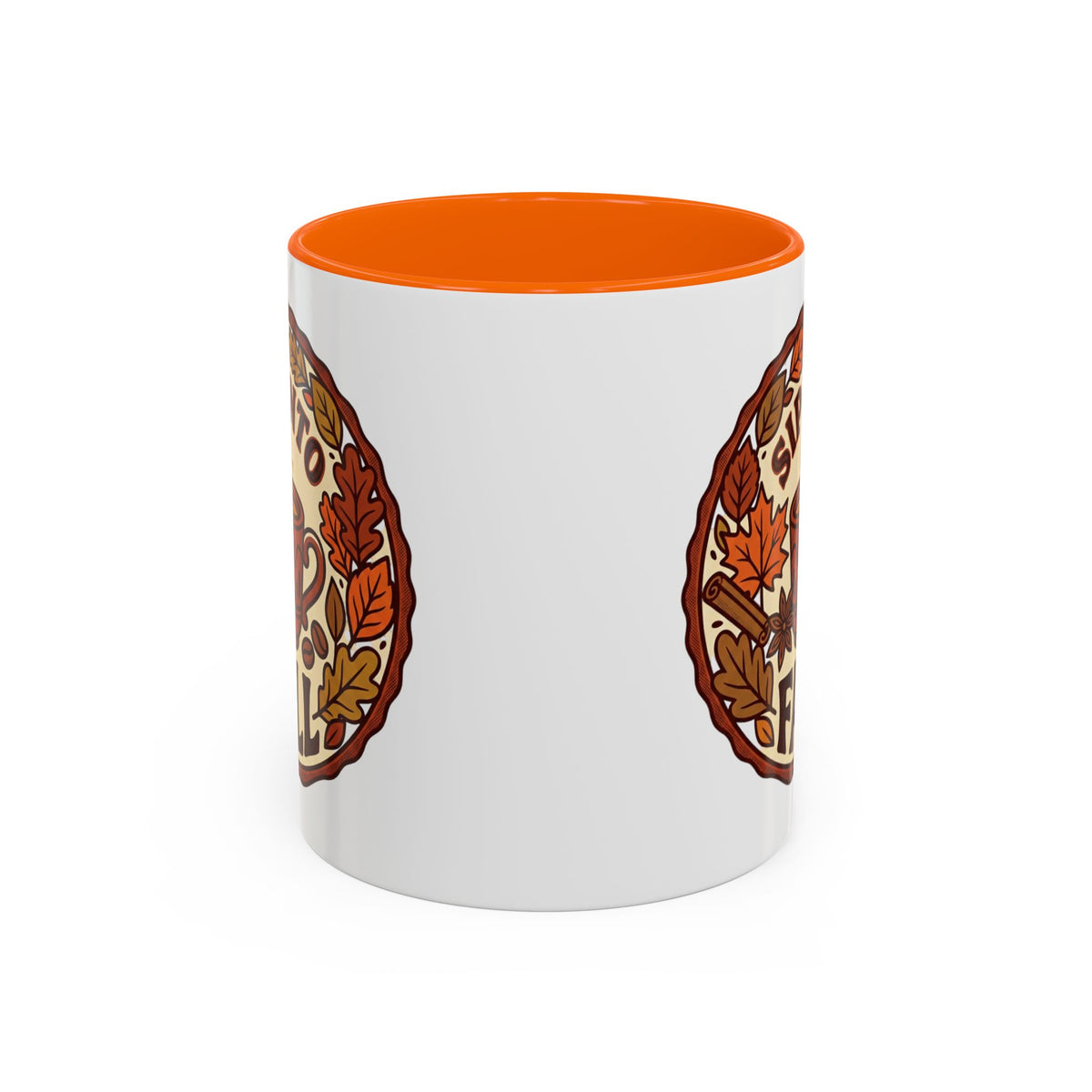 Sip Into Fall Accent Coffee Mug — Autumn Leaves & Hot Cup Design (11/15oz)