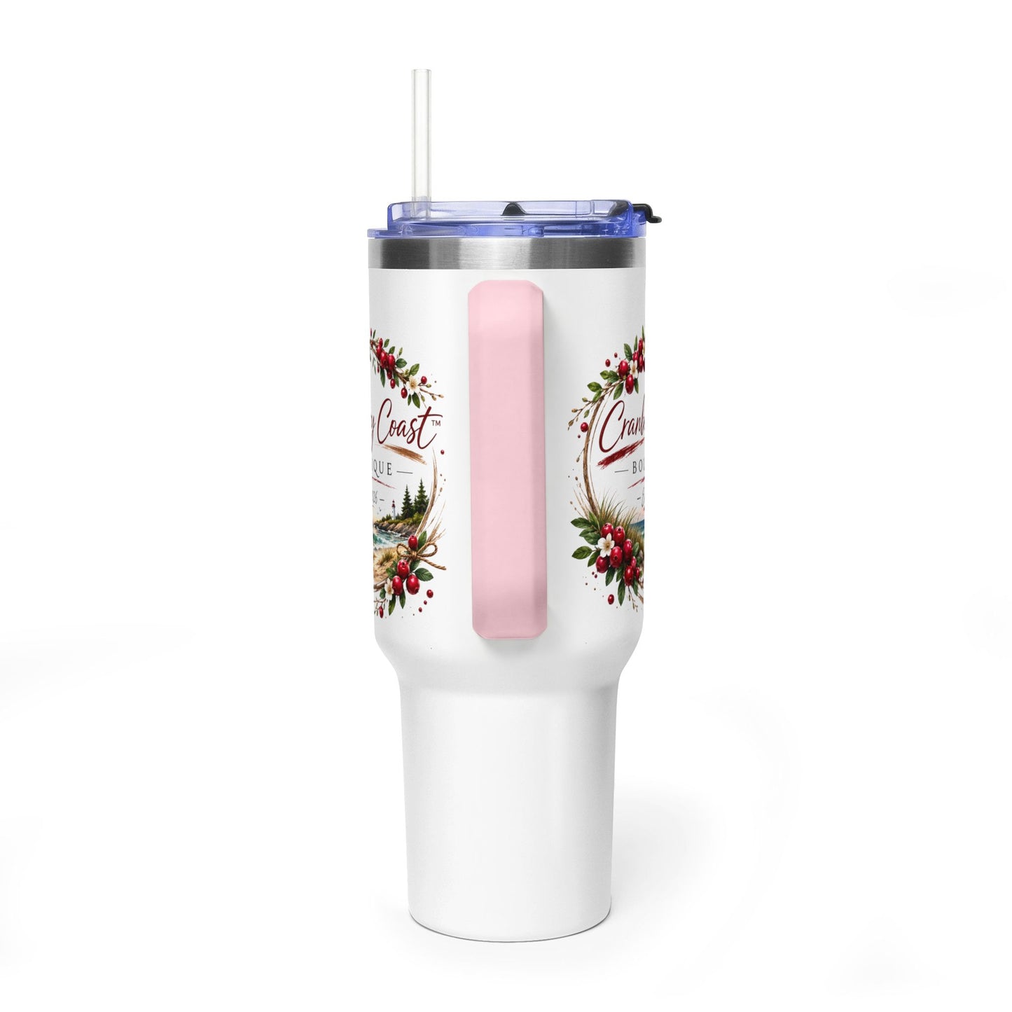 Cranberry Coast 40oz Vacuum Tumbler — Insulated Travel Mug with Handle and Straw