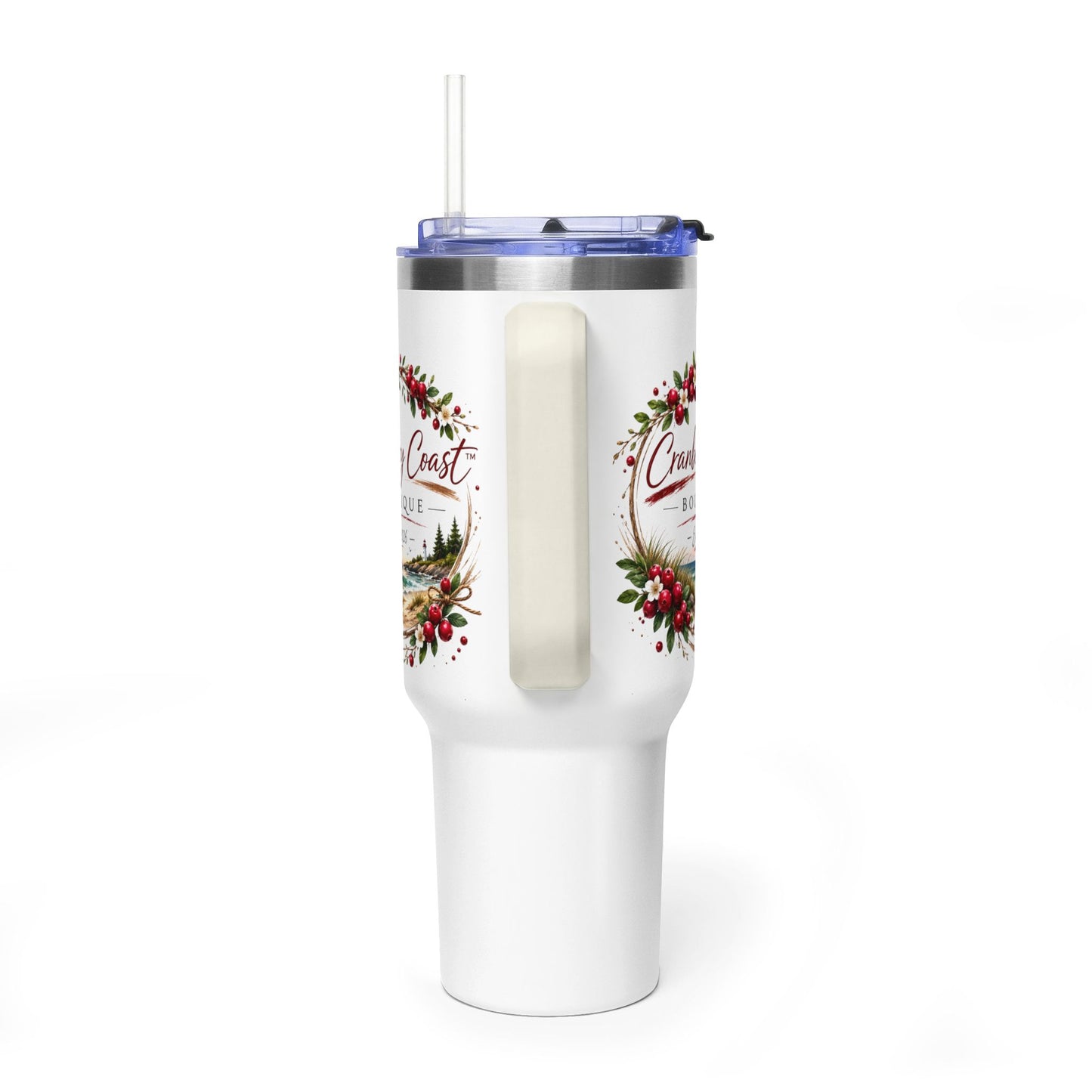 Cranberry Coast 40oz Vacuum Tumbler — Insulated Travel Mug with Handle and Straw
