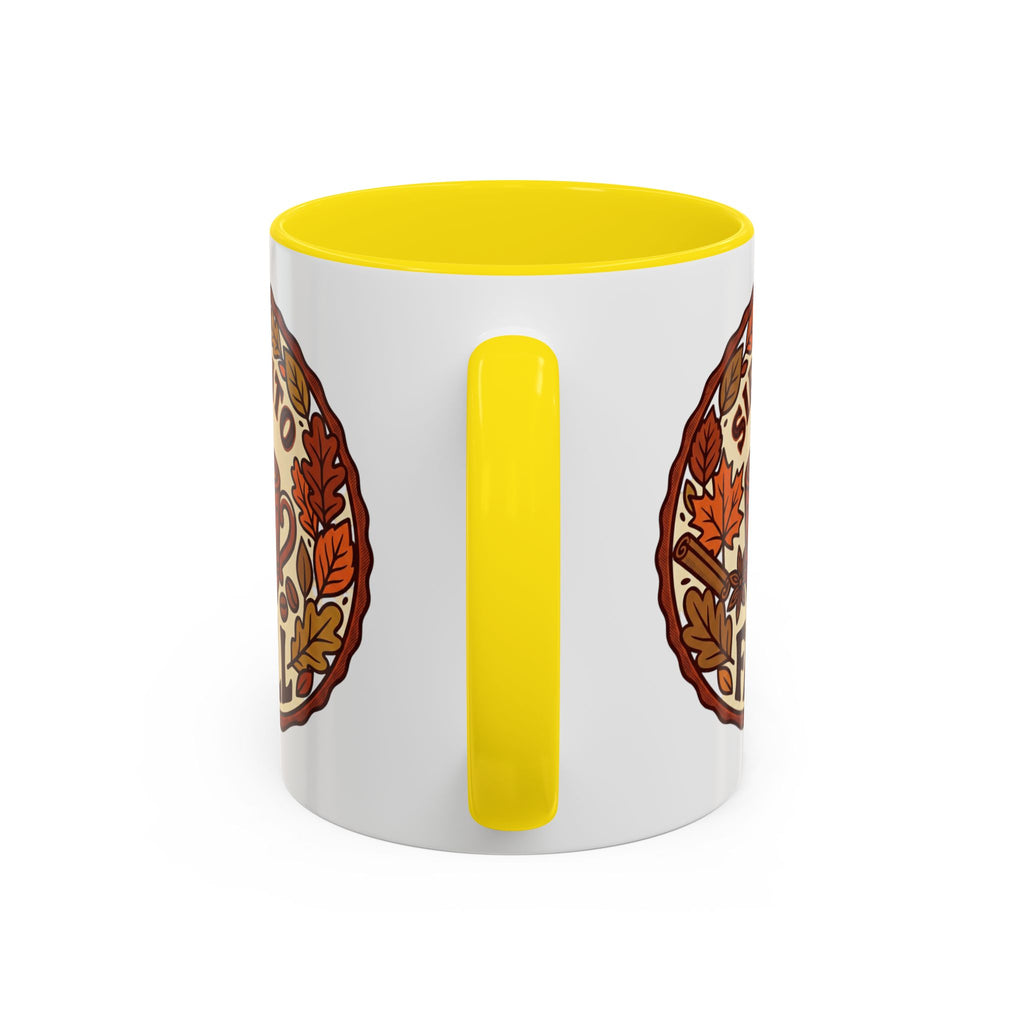 Sip Into Fall Accent Coffee Mug — Autumn Leaves & Hot Cup Design (11/15oz)