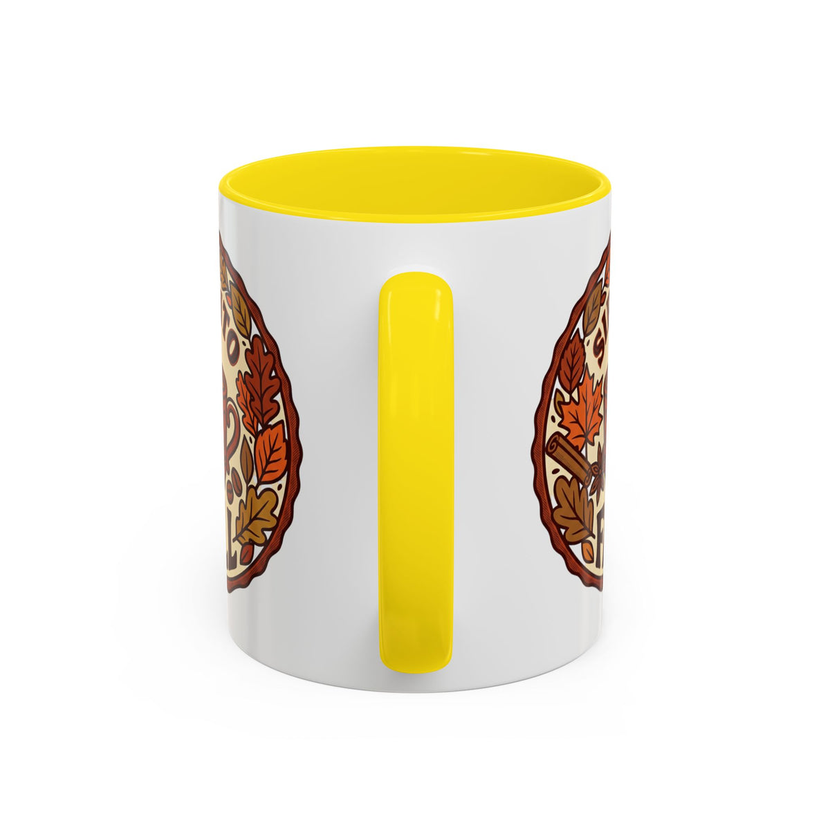 Sip Into Fall Accent Coffee Mug — Autumn Leaves & Hot Cup Design (11/15oz)