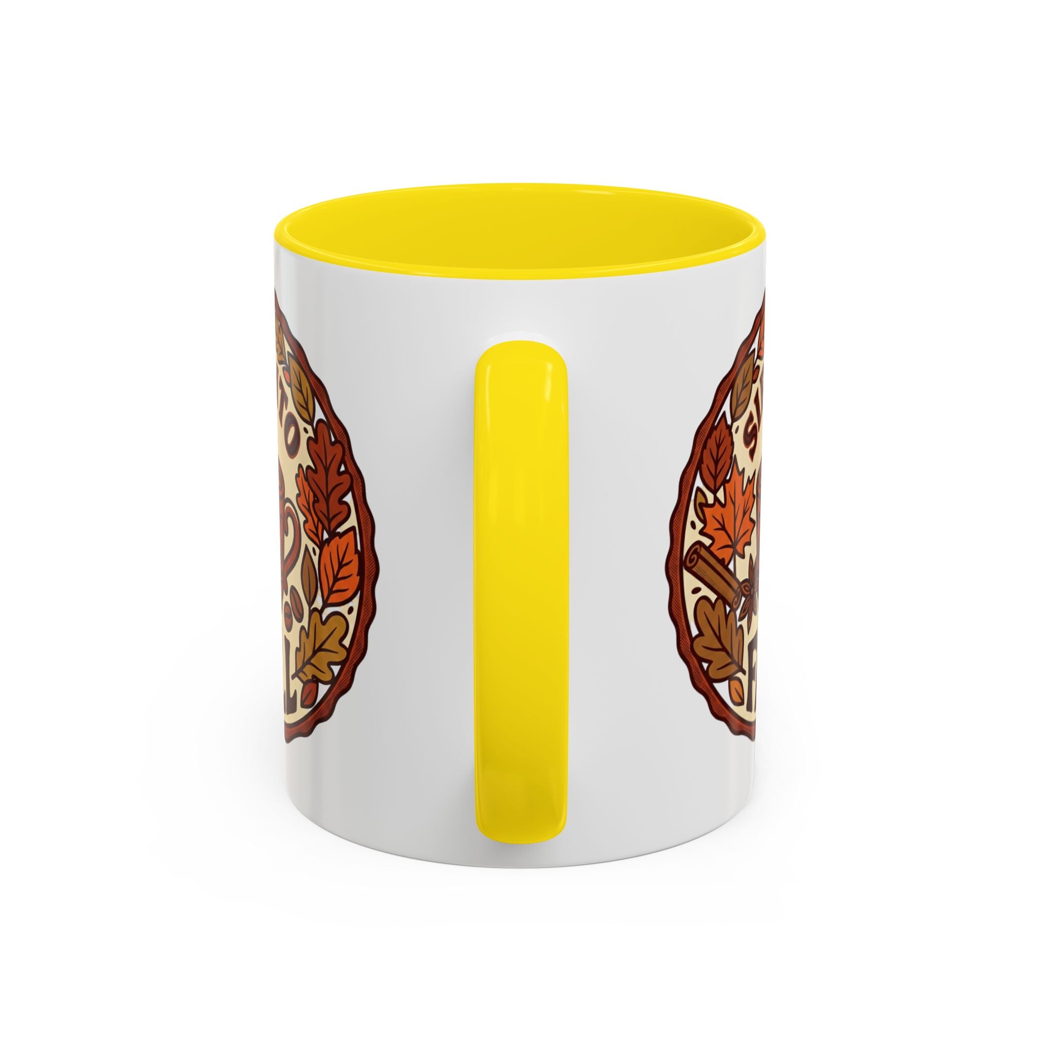 Sip Into Fall Accent Coffee Mug — Autumn Leaves & Hot Cup Design (11/15oz)