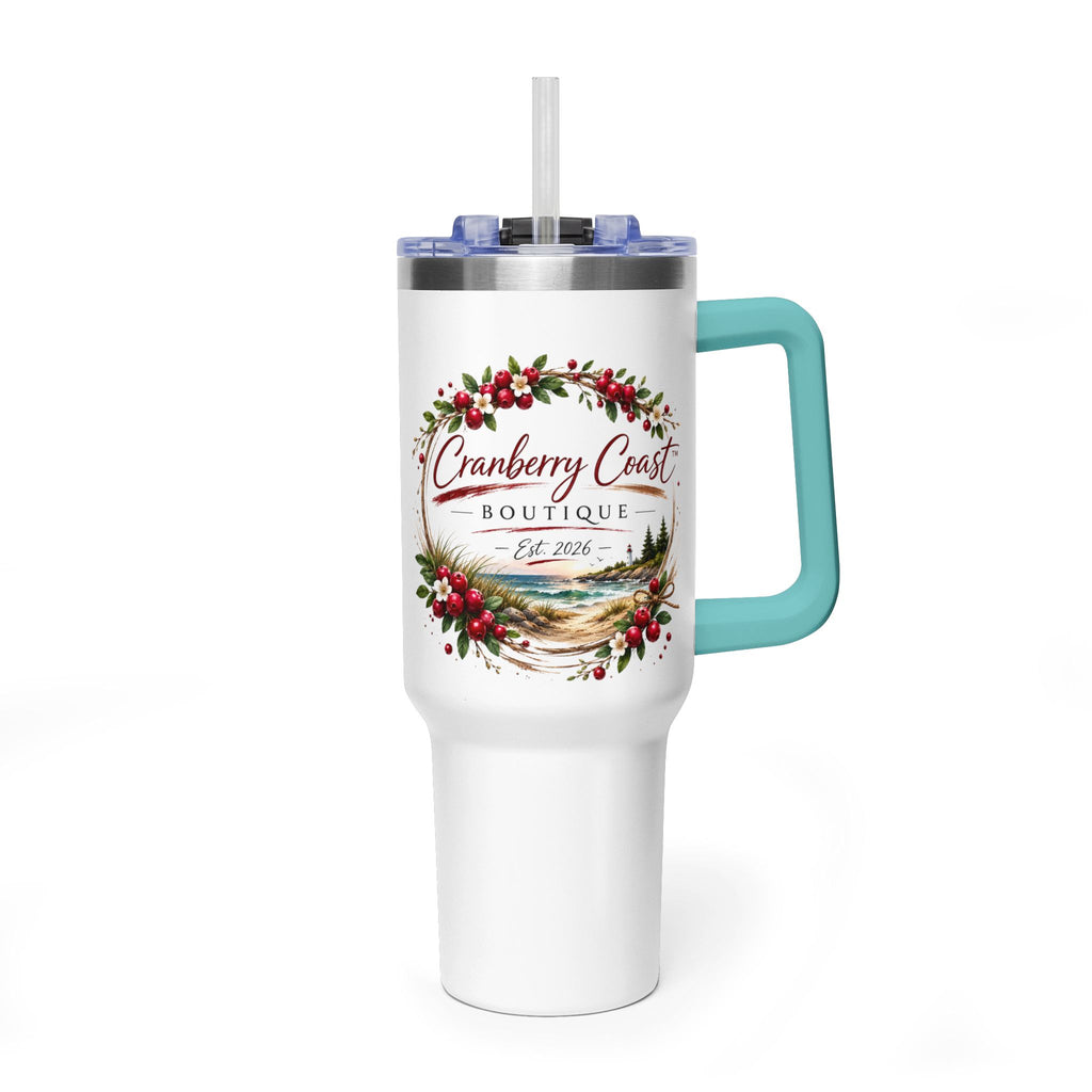 Cranberry Coast 40oz Vacuum Tumbler — Insulated Travel Mug with Handle and Straw