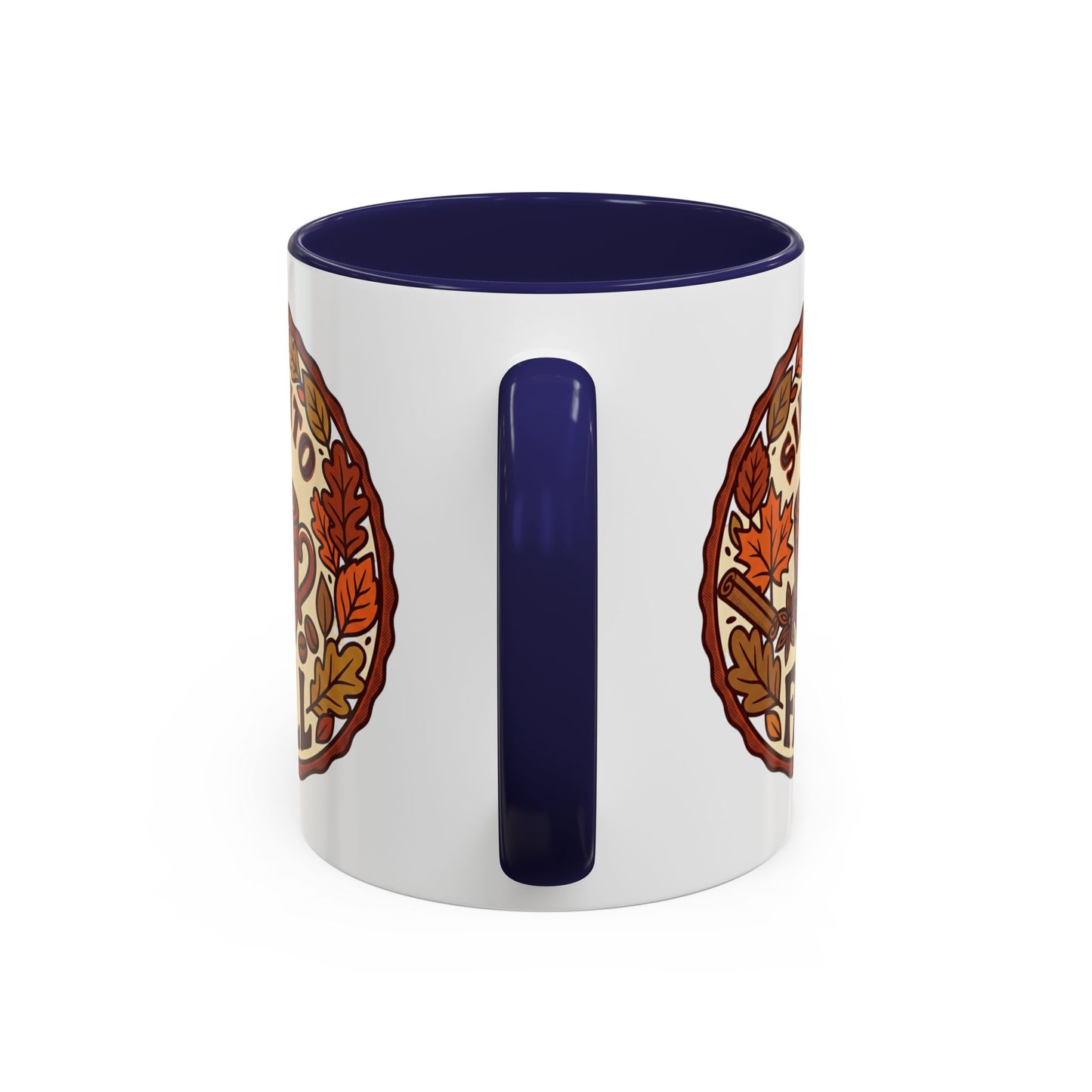 Sip Into Fall Accent Coffee Mug — Autumn Leaves & Hot Cup Design (11/15oz)