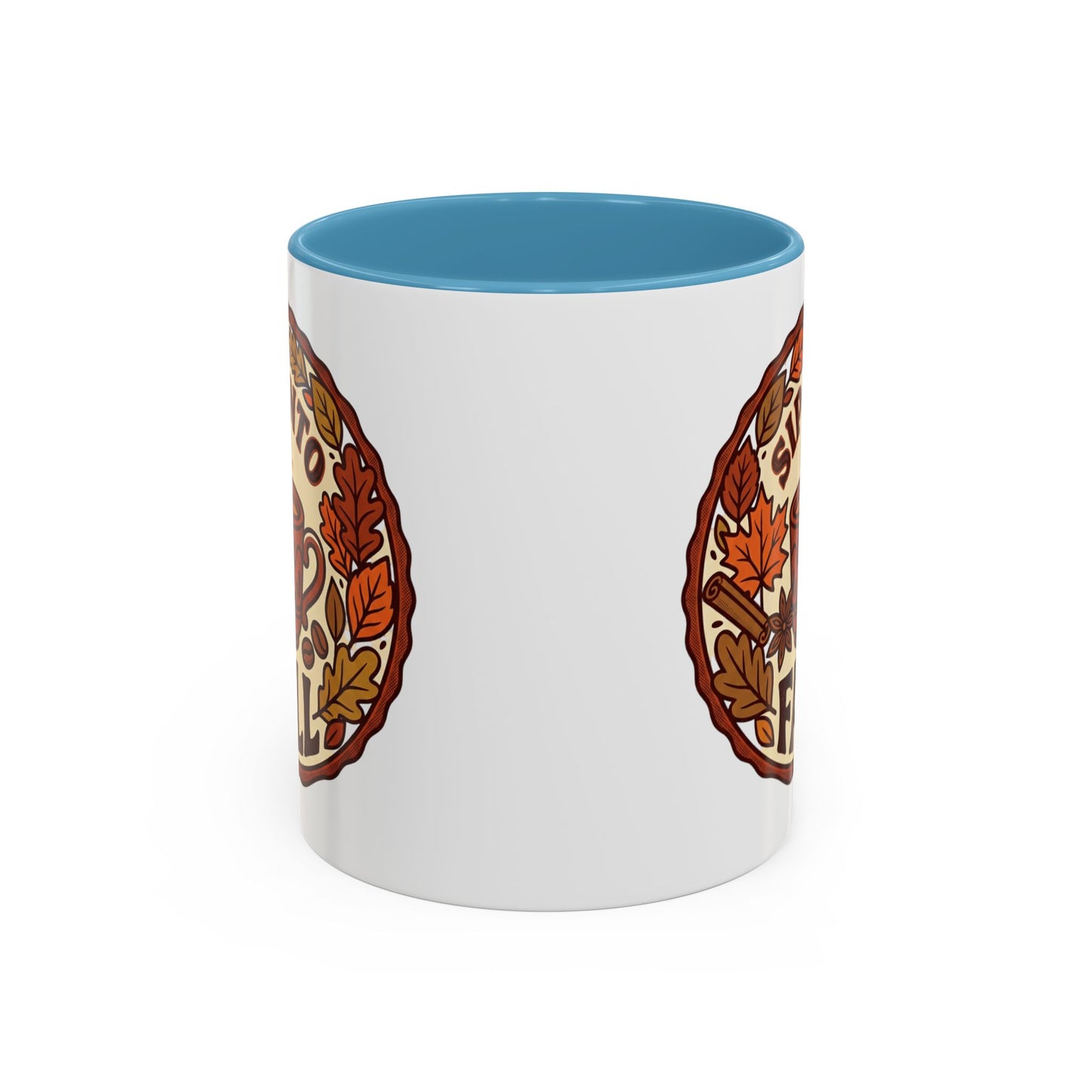 Sip Into Fall Accent Coffee Mug — Autumn Leaves & Hot Cup Design (11/15oz)
