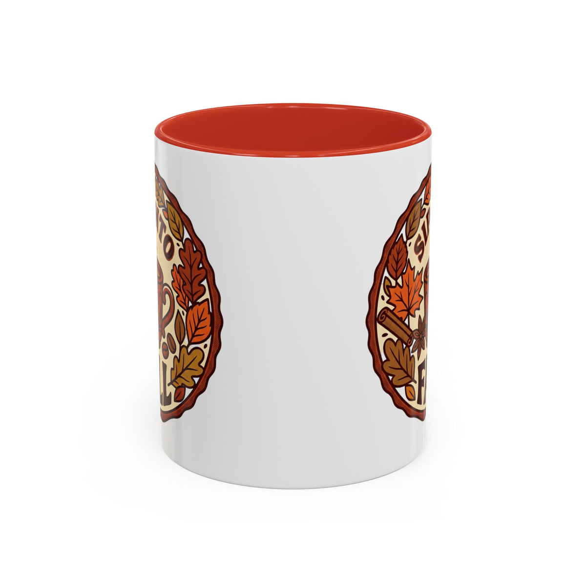 Sip Into Fall Accent Coffee Mug — Autumn Leaves & Hot Cup Design (11/15oz)
