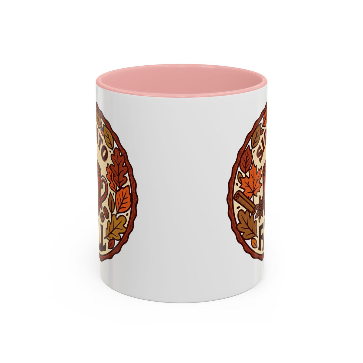 Sip Into Fall Accent Coffee Mug — Autumn Leaves & Hot Cup Design (11/15oz)