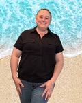 Coastal Classic Black Button-Up Top