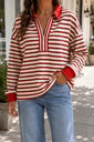 The Harbor Stripe Pullover | Red & Cream